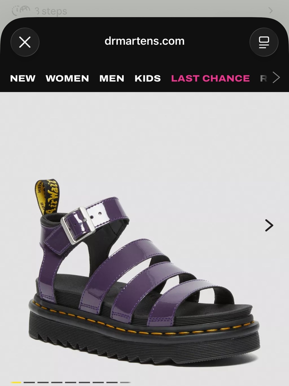Dr. Martens Blaire Patent Sandals - Purple Blackcurrant Size US 7